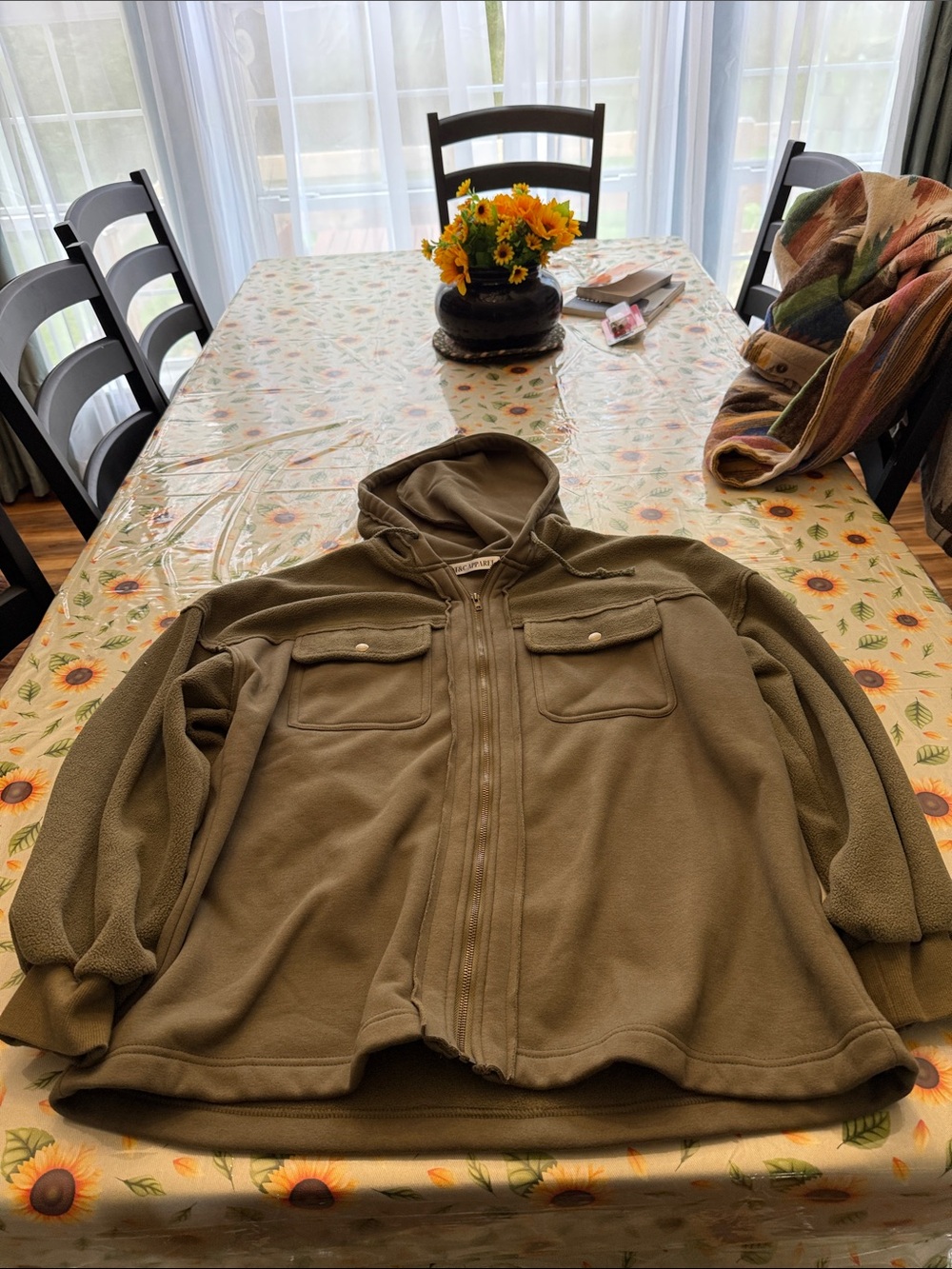Men's Military-Style Olive Hooded Field Jacket